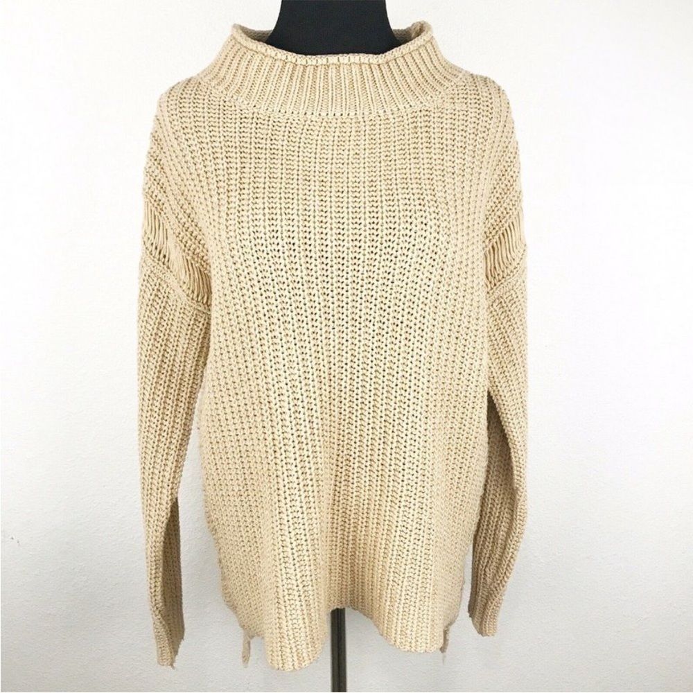 UMGEE | Beige Funnel Neck Knit Sweater